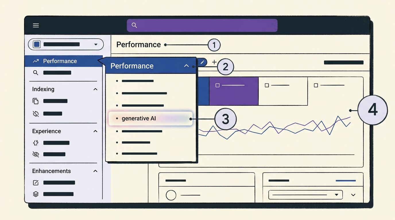 AI overviews search console report location in the Google Search Console performance menu