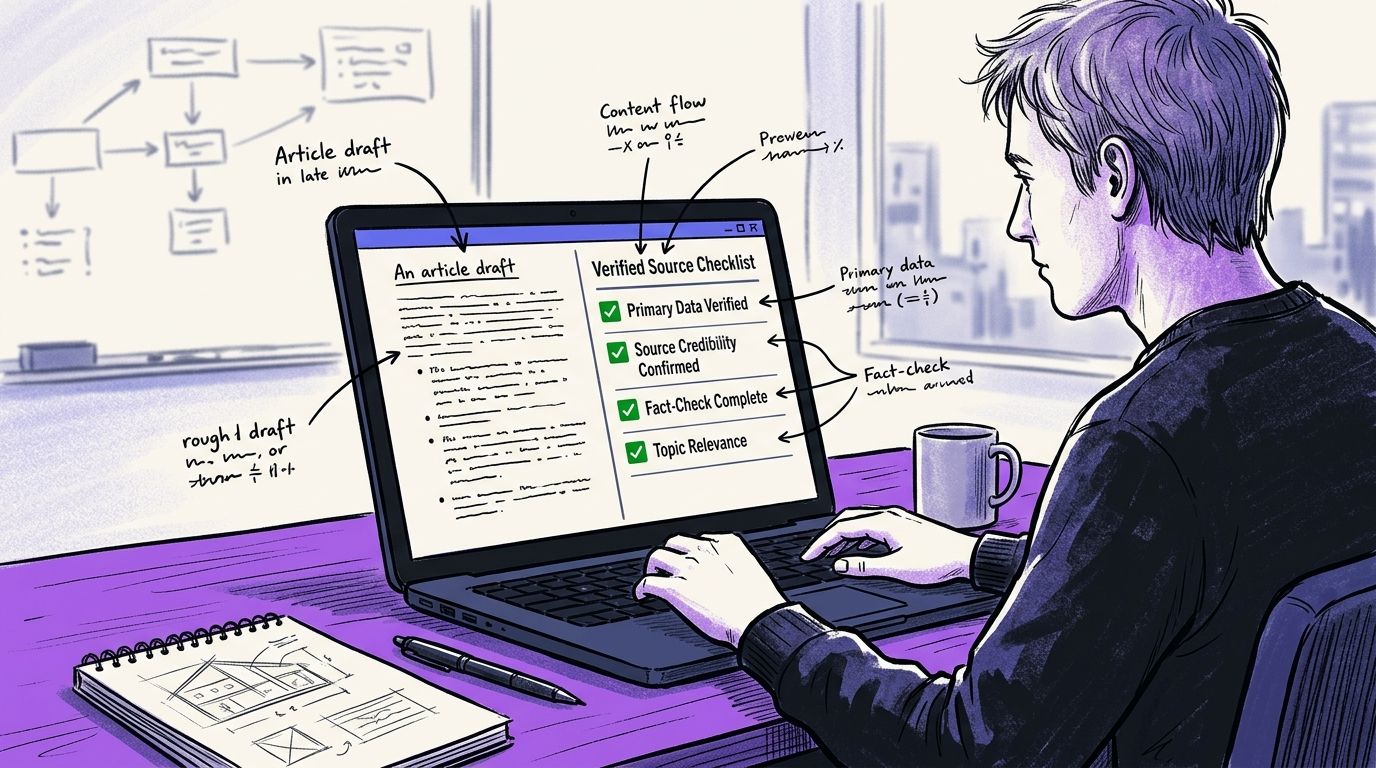 AI SEO tools approval gate showing verified sources before a human approves a draft