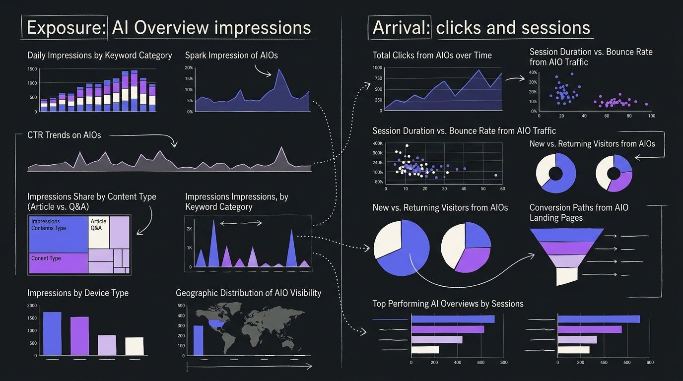 AI Overview performance data split into exposure and arrival metrics in Google Search Console