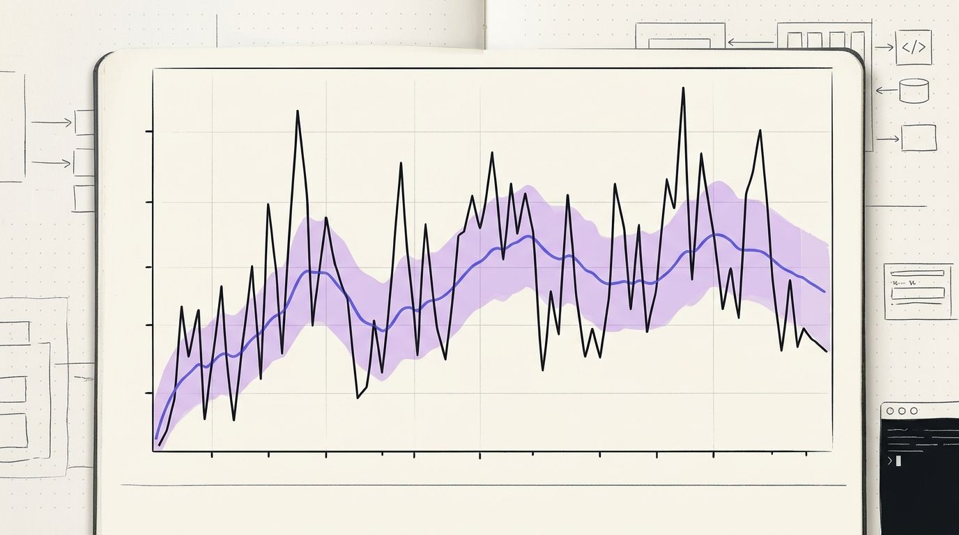 AI Overview performance data volatility smoothed with a 4-week rolling median benchmark